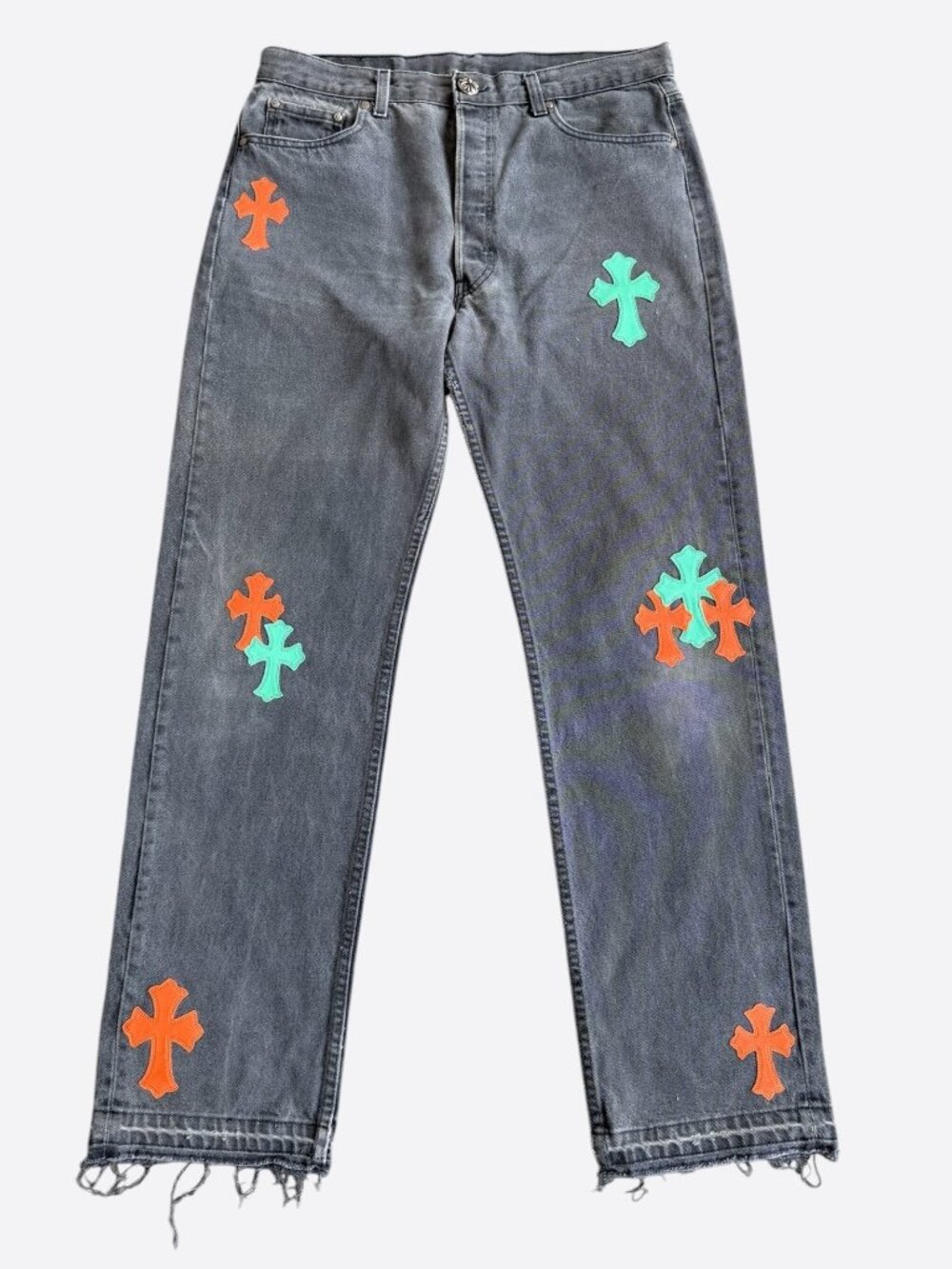 Chrome Hearts Levis Grey, Green & Orange Miami Patch Jeans